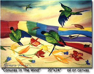 conures in the wind